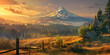 Mountain Of The Pacific Northwest At Sunset Background

 
