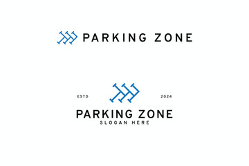 Wall Mural - creative modern parking zone logo icon design vector background for garage, business and company. simple parking entrance, garage zone logo vector design template with outline, elegant and futuristic