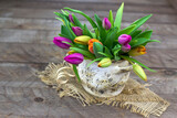Fototapeta Lawenda - colorful tulips in a vase