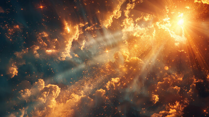 a bright sun shining through a cloudy sky