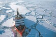 icebreaker boat in sea ice