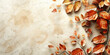 Autumn leaves painting on grunge texture wall with copy space for design concept