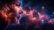   A tight shot of a human face gazing at a vast starfield and a helical galaxy