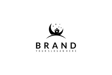 Wall Mural - house logo on a crescent moon