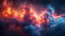   A Colorful Sky Teeming With Numerous Stars A Sky Filled With Myriad Red And Blue Clouds