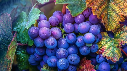 Wall Mural - A Cluster of Dewy Grapes
