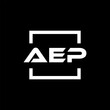 Initial letter AEP logo design. AEP logo design inside square.
