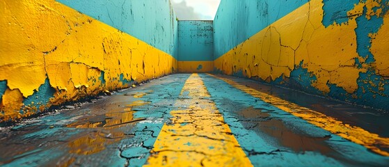Wall Mural - Chemical spill barrier tape marks safety zones for cleanup procedures in a containment area. Concept Chemical spill response, Cleanup procedures, Safety zones, Containment area, Barrier tape