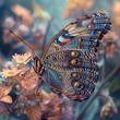 Intricate Patterns of a Butterfly's Wings at Rest on a Flower