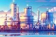 © Henryzoom - Oil and gas refinery with oil storage tanks and petrochemical plant infrastructure, illustration