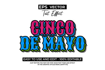 Wall Mural - Cinco De Mayo Colorful Text Effect Design.