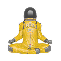 Wall Mural - master astronaut is doing a relaxing meditation in yoga namaste pose