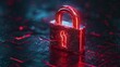 Digital lock icon representing cybersecurity and the importance of online safety, rendered in 4k