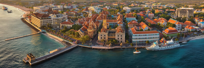 Canvas Print - Great City in the World Evoking Oranjestad in Aruba