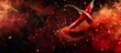 Red chili pepper floating in mid-air surrounded by swirling dust particles