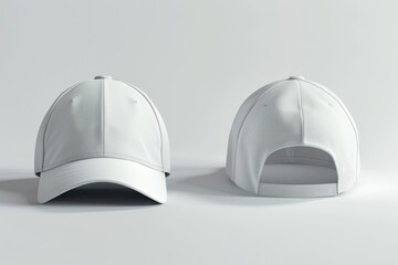 Wall Mural - Blank baseball cap 4 view color white on white background