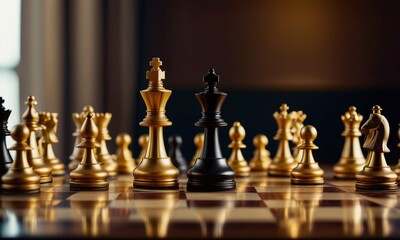 Chess Game use strategies to rules the board, Decision Making match, chess piece Isolated on Background