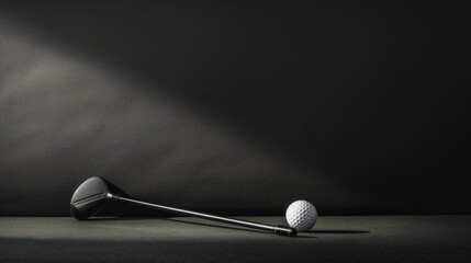 Wall Mural - golf club and golf ball, dark background generative ai