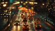 Evening urban city with lights life with cars on street scene. AI generated image