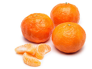 Tangerine, fruit and nutrition in studio for vitamin c, diet and fresh produce on isolated white background. Food, closeup and organic citrus for natural wellness, health and eating on mockup