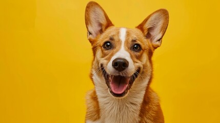 Wall Mural - Happy cute dog smiling generative ai