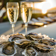 Oysters and prosecco at the resort