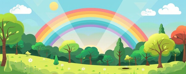 Wall Mural - Rainbow cartoon.