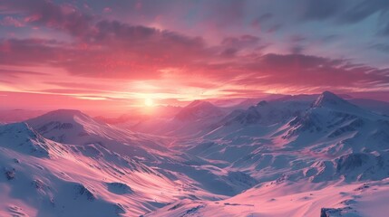 Poster - Sunrise over the snowy mountains generative ai