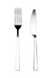 Fork and knife top view. Png clipart isolated on transparent background