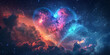 Background with space heart shape galaxy, valentine heart shaped cloud on night sky, heart shaped AI-generated Image