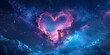 Background with space heart shape galaxy, valentine heart shaped cloud on night sky, heart shaped AI-generated Image