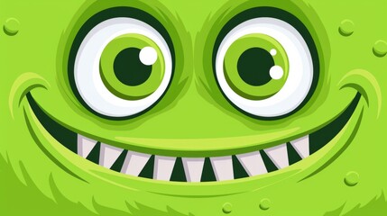 Wall Mural - green funny monster face generative ai