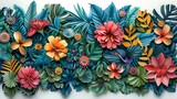 Fototapeta  - Bring the enchanting world of botany to life in a unique way Design an intricate die-cut image of a botanical garden with diverse plants and flowers intertwined Let the design