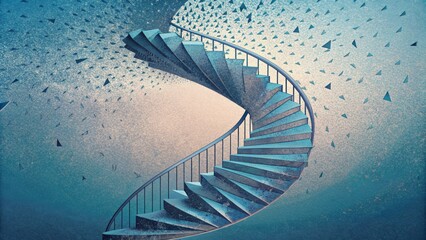 Canvas Print - A spiral staircase of fading triangles dissolves into the air creating a sense of infinite repetition.