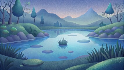 Wall Mural - A glimpse into the serene depths of a still pond disturbed only by subtle watery vibrations.