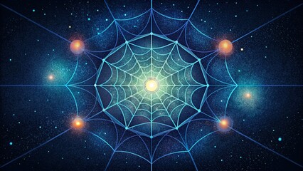 An intricate web of cosmic threads illuminated by the luminous glow of distant constellations.