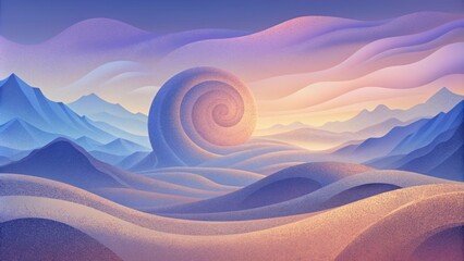 Poster - Soft gradients and gradients give these  swirls a serene and tranquil feel almost like a digital abstract landscape.