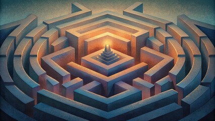 Canvas Print - A intricate labyrinth of origami shapes seamlessly interconnected and casting intriguing shadow patterns.