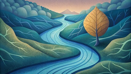 Wall Mural - The winding paths of a creek mimic the delicate network of s within a leaf.