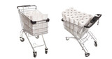 Fototapeta Tulipany - Shoping cart filled with toilet paper, hamster purchase. On white background