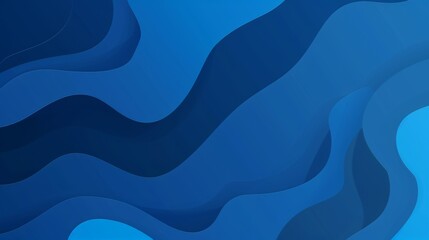 Wall Mural - Blue abstract wavy background. Fluid dynamic shapes for banner, wallpaper, graphic design. Vivid blue undulating layers creating a rhythmic visual in a minimalist abstract digital art style.