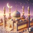 Eid al-Adha mosque with qirban 3D background illustration