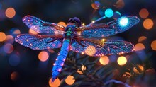 Crystal Dragonfly, Bokeh Background.