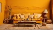 living room with yellow walls and pillowsU HD Wallpaper UHD Wallpaper