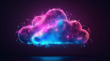 Cloud computing service management. Digital technology background