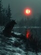 Write about the haunting silence of the night, broken only by the howl of a lone wolf, signaling the presence of unseen forces in the darkness