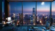© Krystian - Modern Corporate Office Interior with Panoramic Windows and Cityscape View