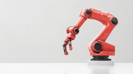 Wall Mural - Automation factory industry 4.o concept with one robotic arm on light background with empty space