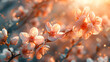 Blooming almond tree garden background. Generative Ai
