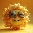 happy yellow sun character with sun glasses on yellow background, generative AI